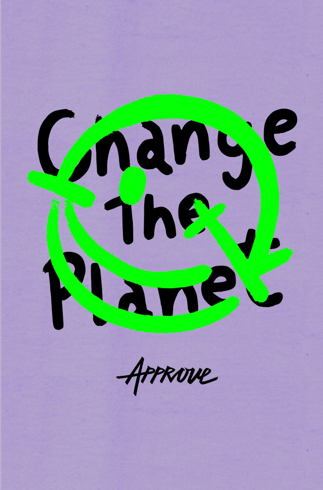 Camiseta Bold Approve Change The Planet Smile Roxa E Verde