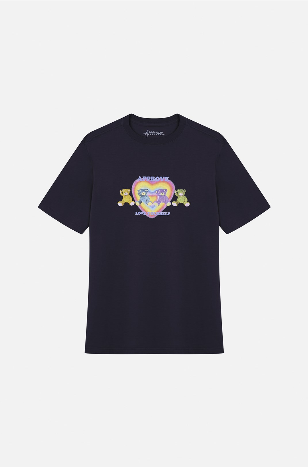 Camiseta Bold Approve Rainbow Bear Color Heart Preta