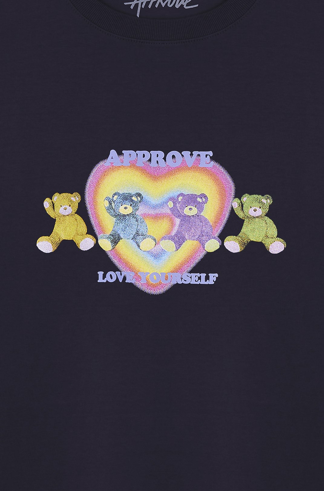 Camiseta Bold Approve Rainbow Bear Color Heart Preta