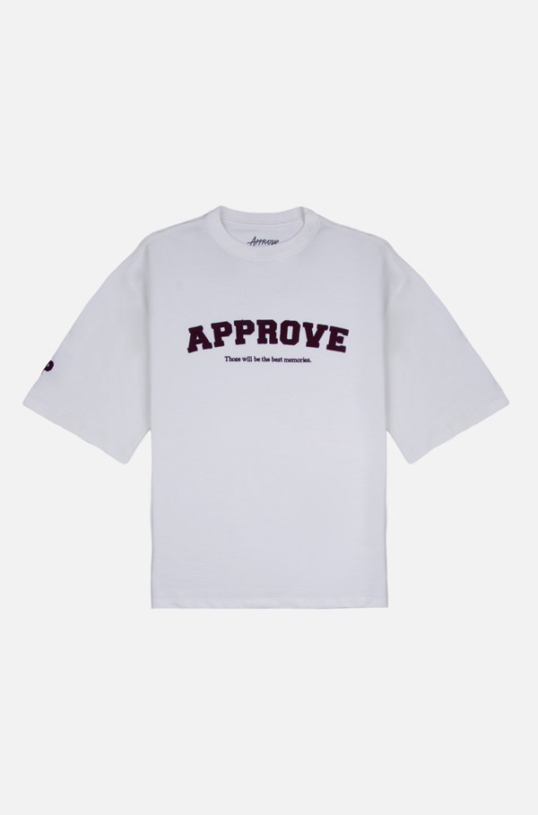 Camiseta Oversized Approve College Off White E Bordô