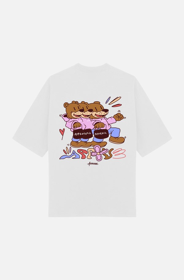 Camiseta Oversized Approve Honey Bear Branca