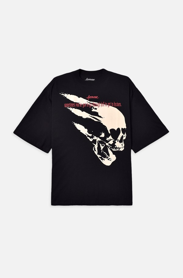 Camiseta Oversized Approve Skull And Bones Big Preta