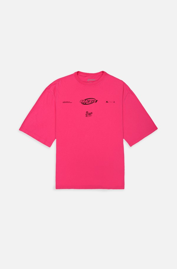 Camiseta Oversized Approve Wet Paradise Rosa e Preta