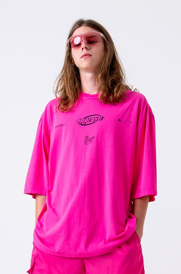Camiseta Oversized Approve Wet Paradise Rosa e Preta
