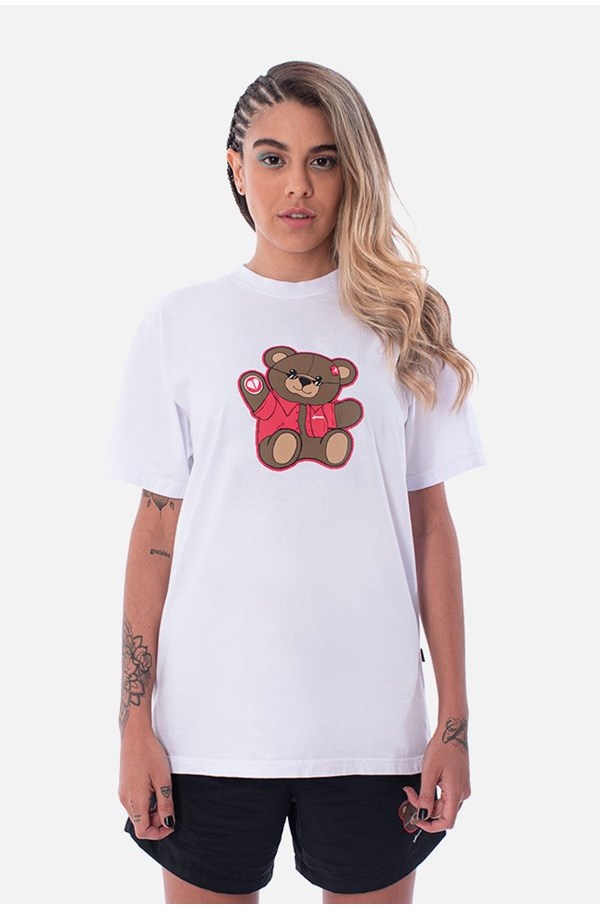 Camiseta Regular Approve Bear Summer Branca