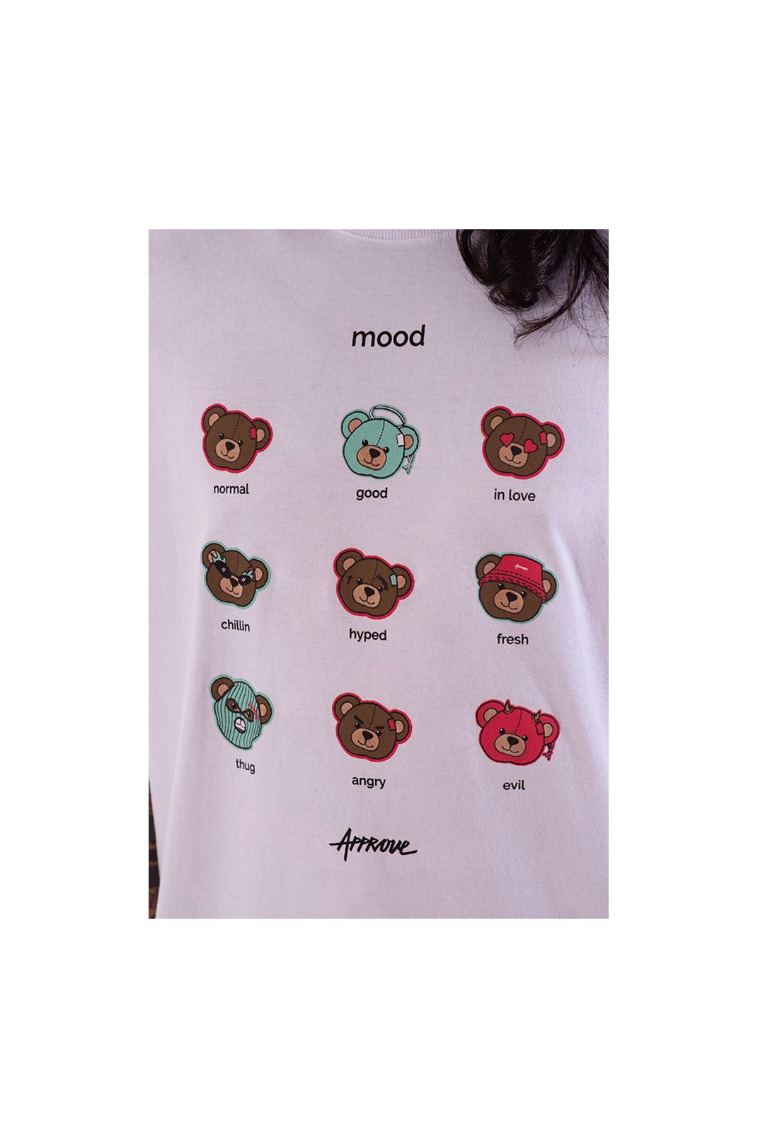 Camiseta Regular Approve Bear Summer Mood Branca