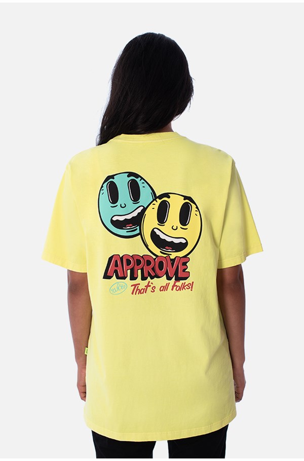 Camiseta Regular Approve Cartoon Amarelo Neon