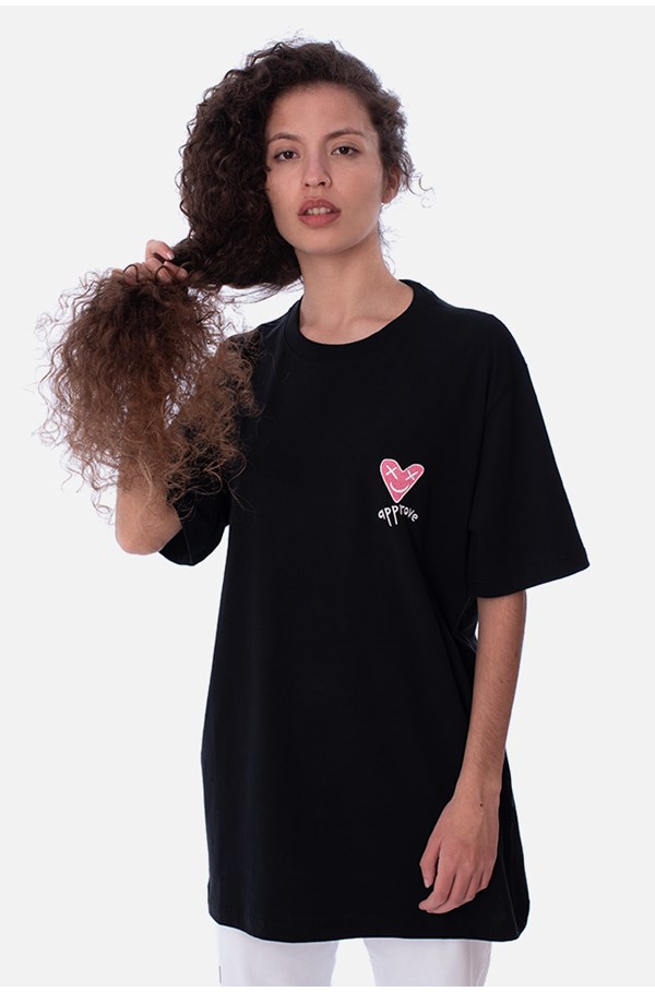 Camiseta Regular Approve Heart Basic Preta