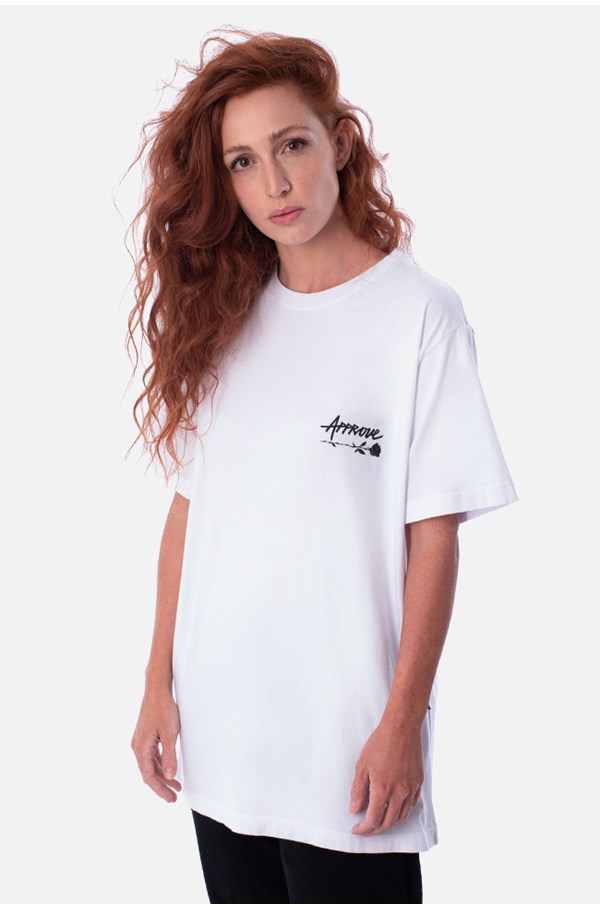 Camiseta Regular Approve Upsidedown Rose Branca