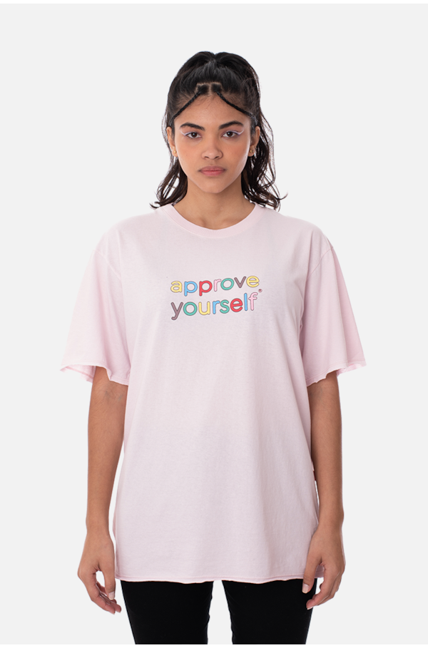 Camiseta Regular Approve Yourself Comic Rosa