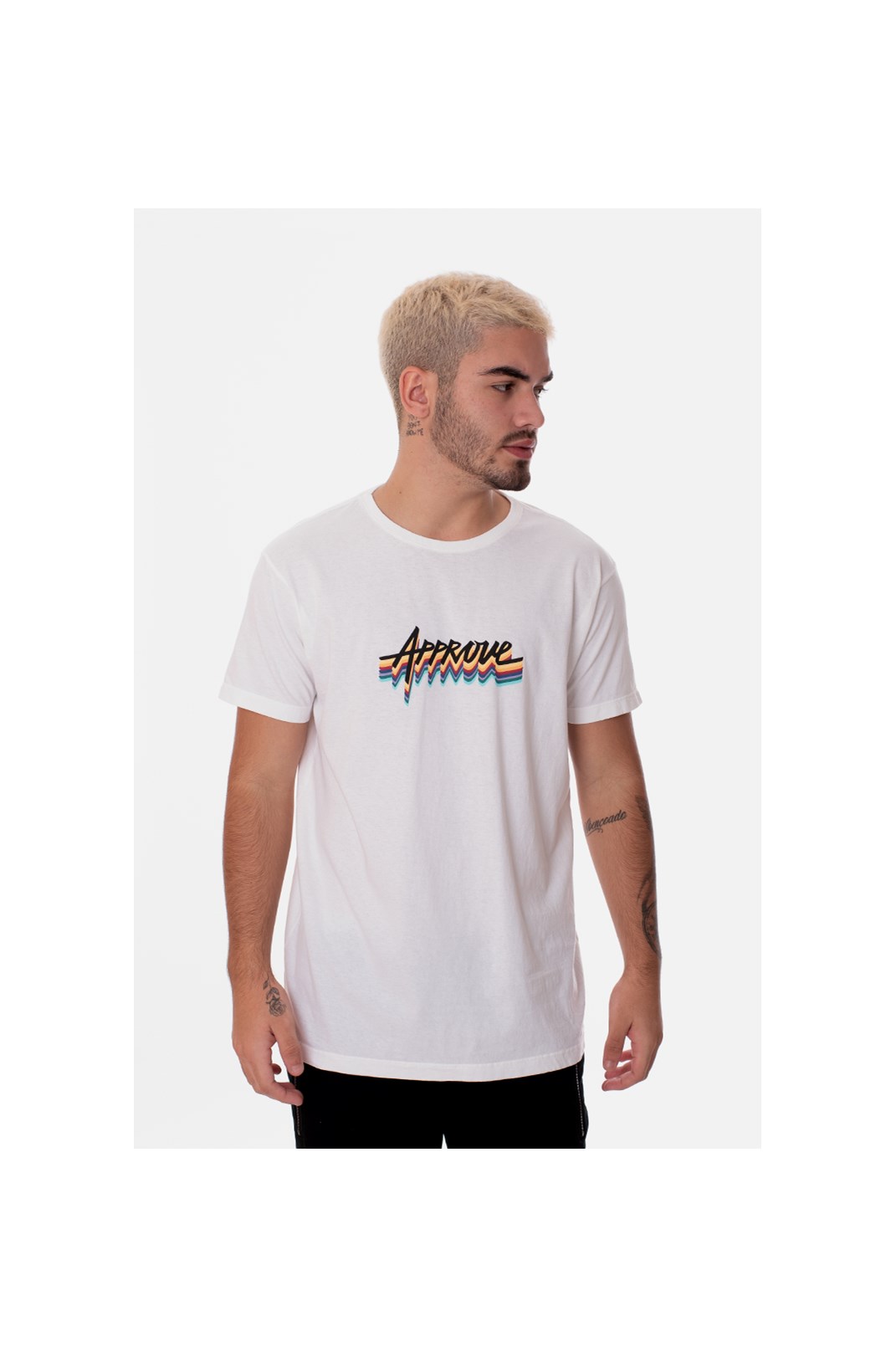 Camiseta Slim Approve Arco-Íris Off White