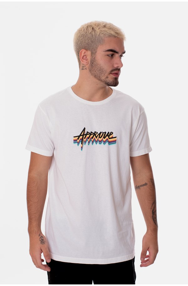 Camiseta Slim Approve Arco-Íris Off White