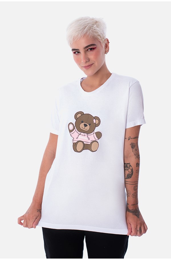 Camiseta Slim Approve Bear Branca