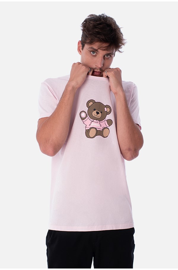 Camiseta Slim Approve Bear Rosa
