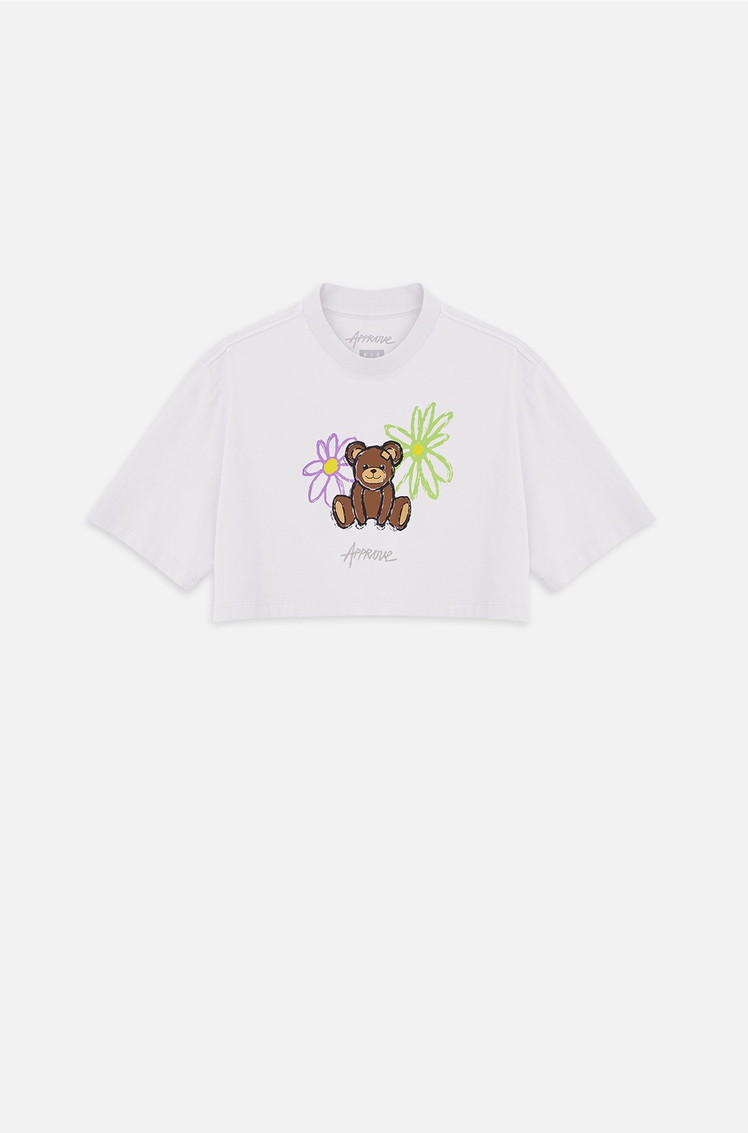 Cropped Bold Approve Teddy Bear Off White