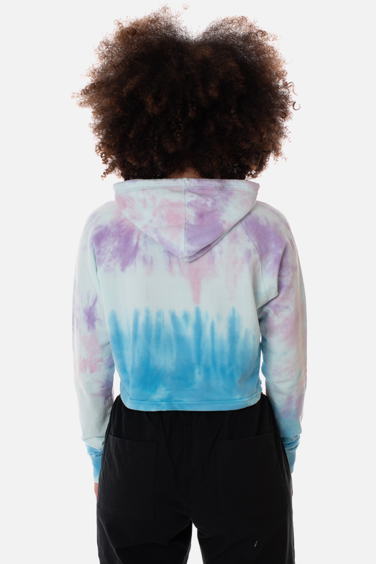 cropped tie dye zip up moletom com capuz