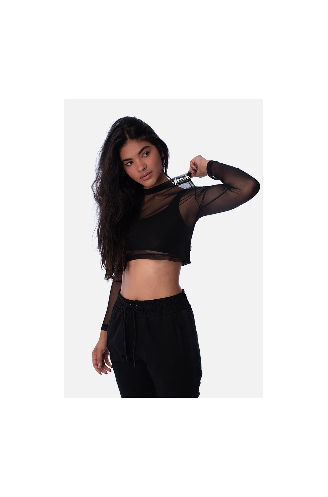 Cropped Gola Alta Approve Cartoon Preto