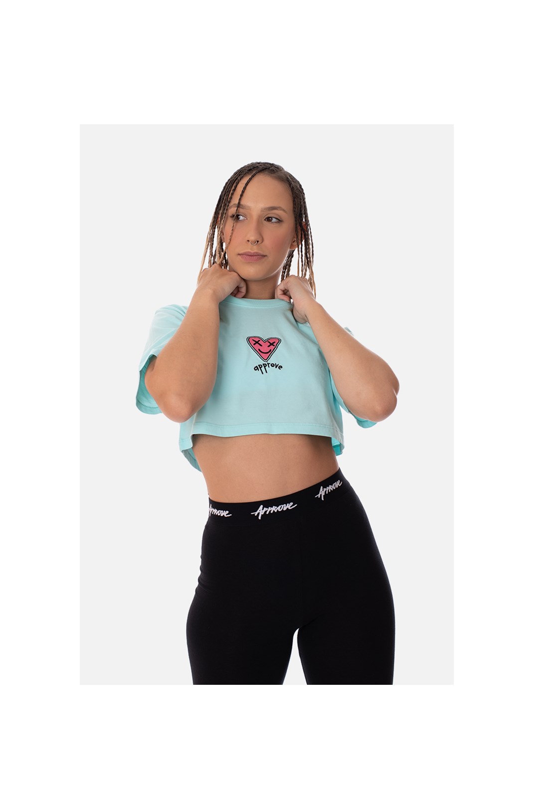Cropped Slim Approve Heart Azul
