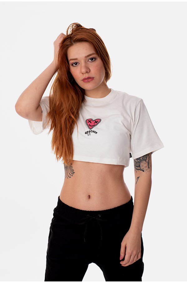 Cropped Slim Approve Heart Off White
