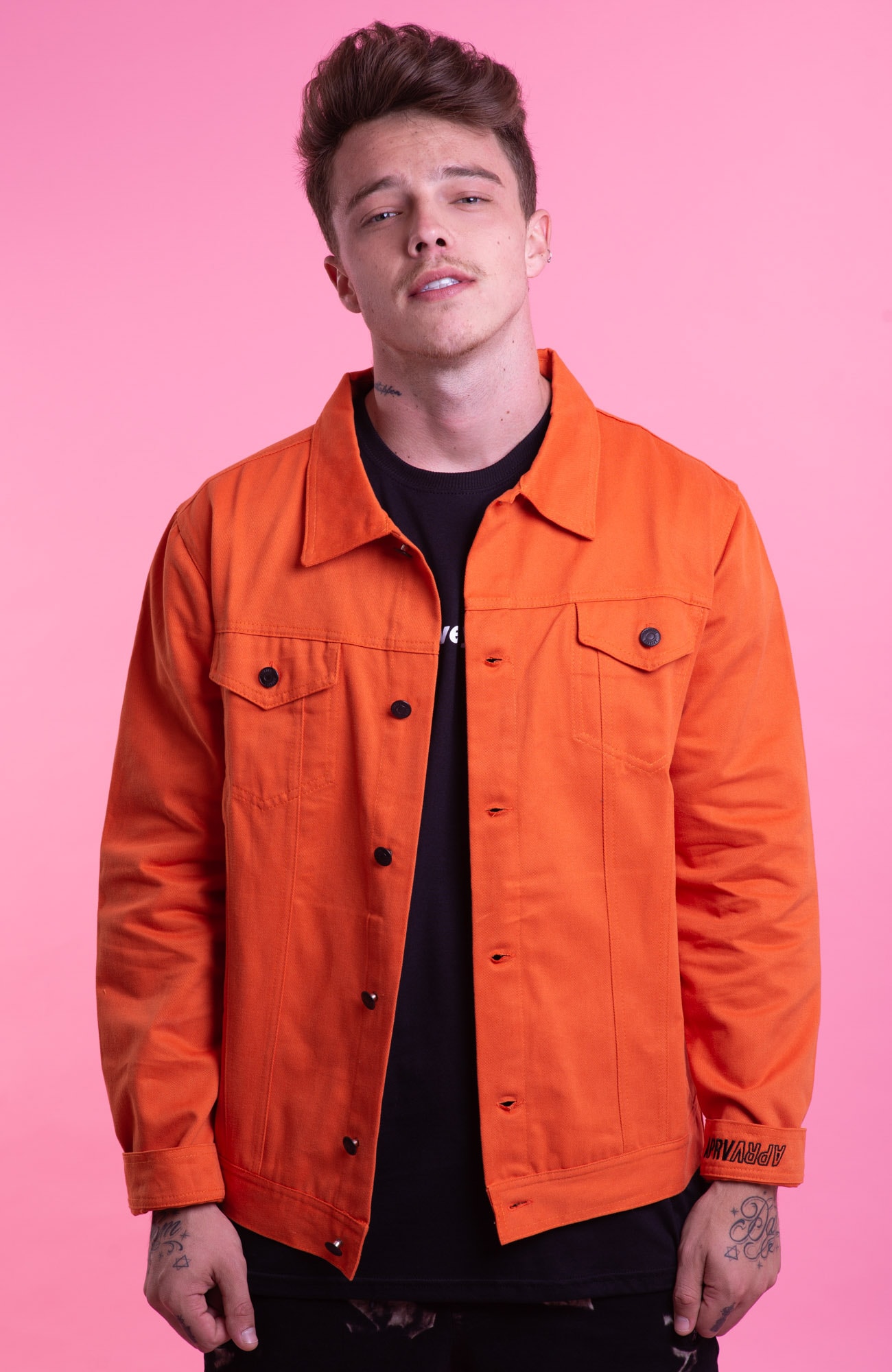 jaqueta jeans laranja