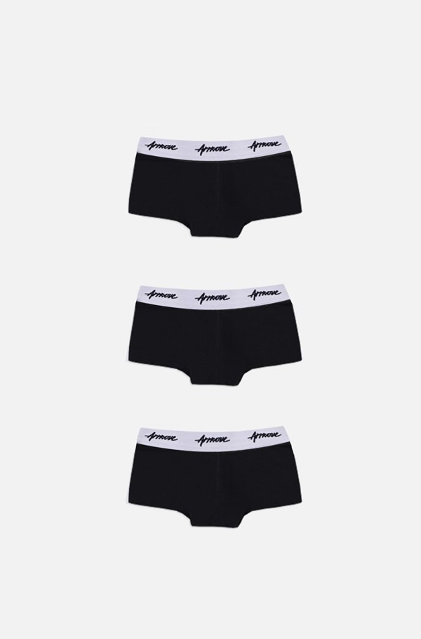 Kit 3 Shorts Underwear Approve Preto Com Branco