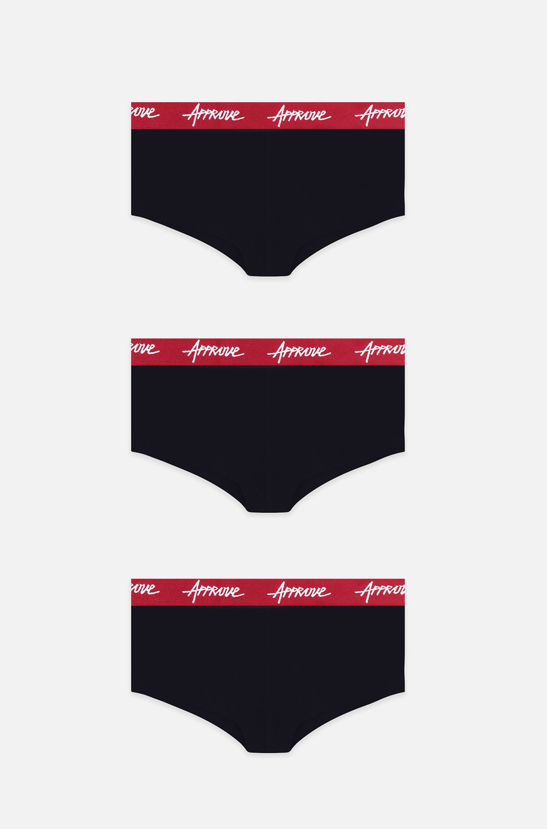 Kit 3 Shorts Underwear Approve Preto Com Vermelho