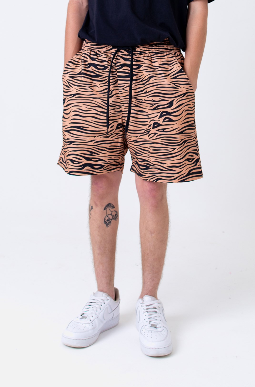Shorts Sarja Approve Animal Print Tigre Laranja