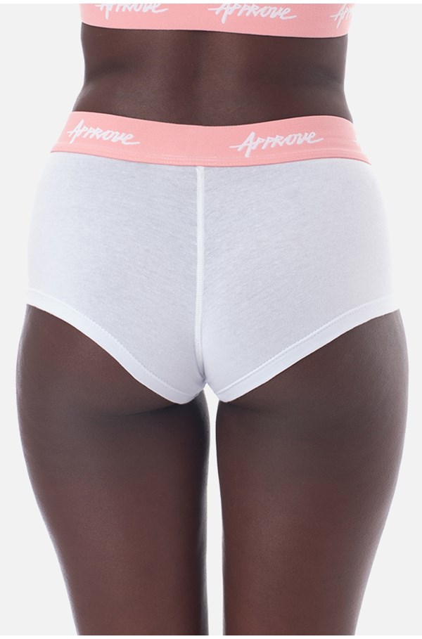 Shorts Underwear Approve Branco Com Rosa