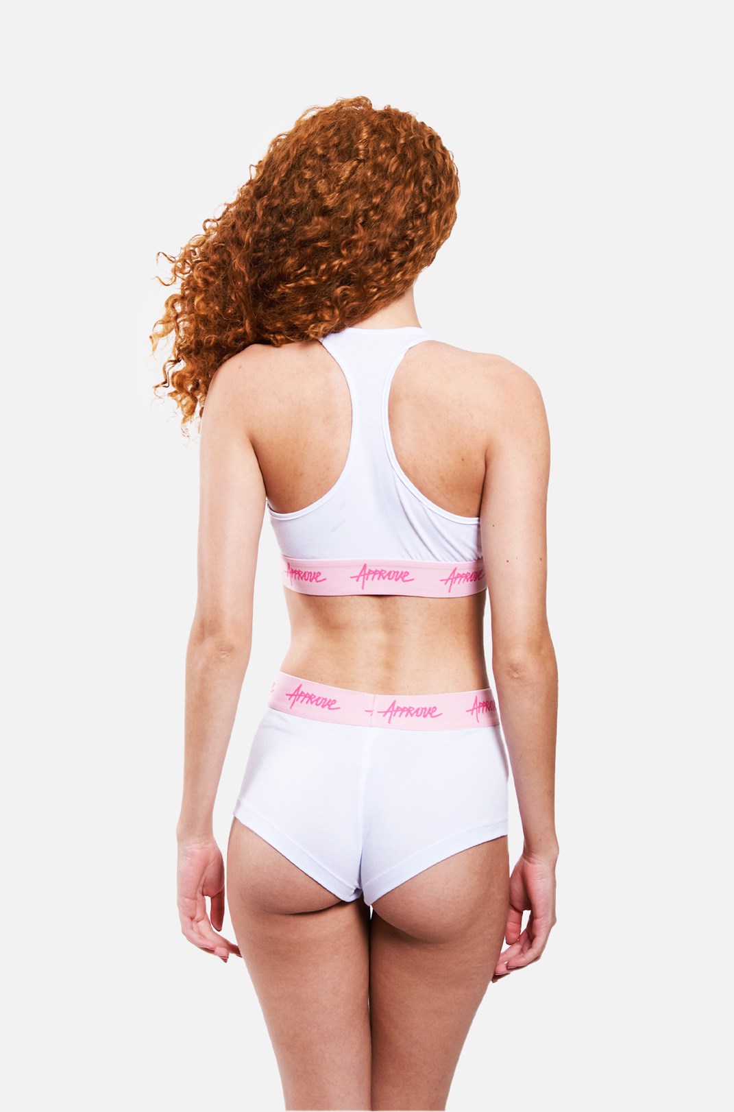 Shorts Underwear Approve Branco Com Rosa Quartz